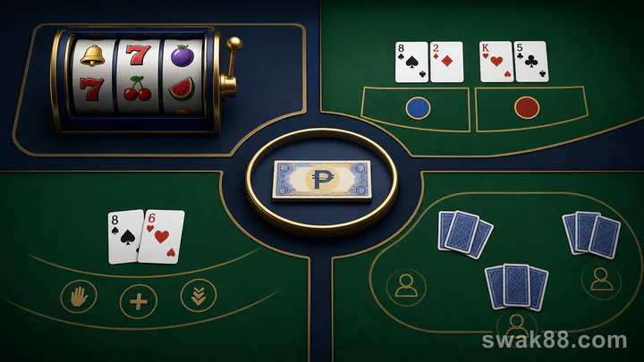 Slots, baccarat, blackjack, and Tongits sharing one fixed peso budget