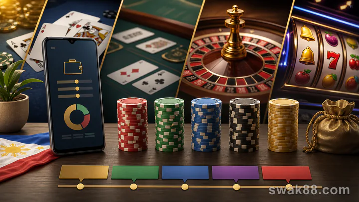 A mobile casino session divided into five controlled budget blocks